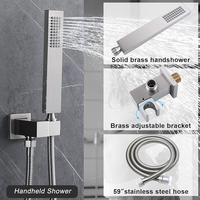 Digital Display Shower System Brushed Nickel Shower Faucet Set - Image 5