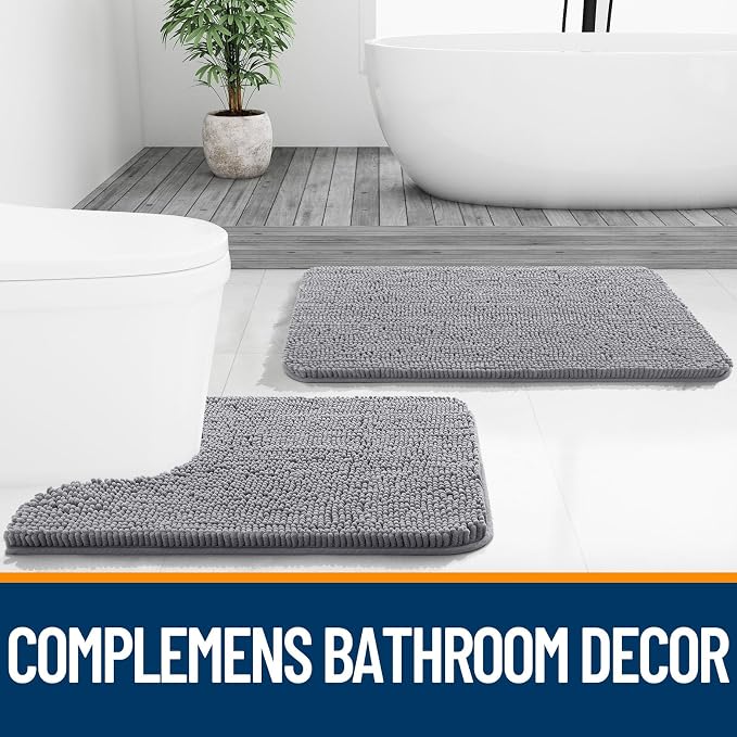 OLANLY Toilet Rugs U-Shaped 24x20, Extra Soft Absorbent Chenille Contour - Image 7