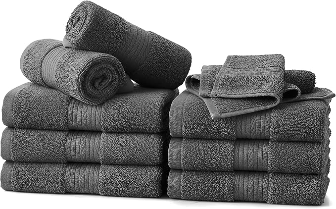 Ample Decor Wash Cloths Pack of 10, Oeko Tex Certified 600 GSM 100% Cotton Soft by AmpleDecor