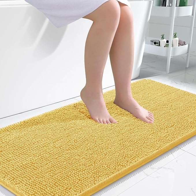 OLANLY Bathroom Rugs 47x24, Extra Soft Absorbent Chenille Bath Rugs, Rubber by OLANLY