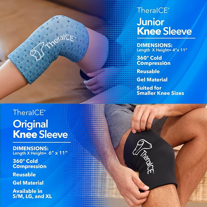 TheraICE Junior Knee Ice Pack Wrap Compression Sleeve - Image 3
