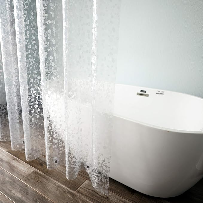 AooHome Pebble Pattern Shower Curtain Liner, Plastic EVA Shower Curtain - Image 4