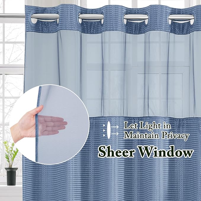 Gibelle No Hook Waffle Weave Shower Curtain - Image 2