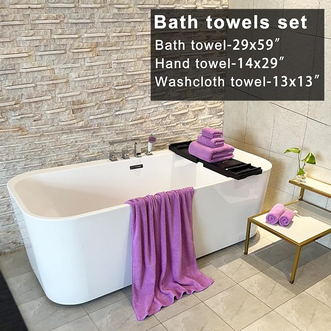 YTYC 29x59 Inch Bath Towels Set of 6 Large, Super Soft Absorbent Lint Free - Image 2