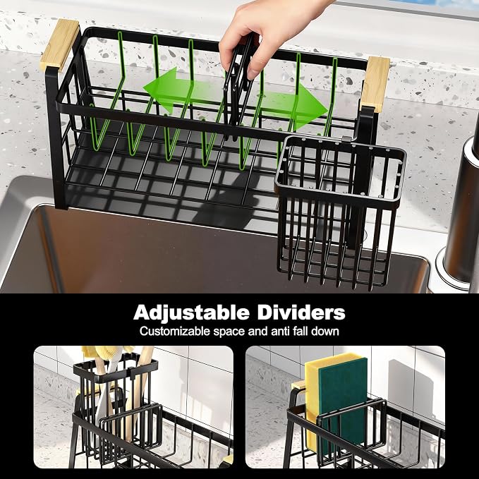 Housolution Sponge Holder for Kitchen Sink, 2-Tier Sink Caddy Organizer - Image 5