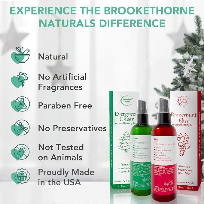 Holiday Aromatherapy Mist 2-Pack – Evergreen Cheer & Peppermint Bliss | Natural - Image 5