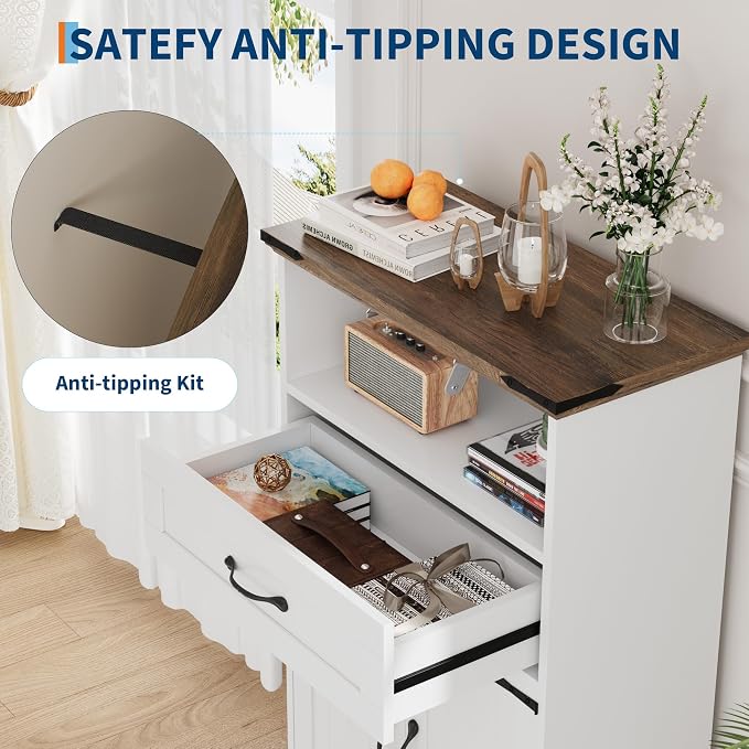 GarveeHome Farmhouse White Storage Cabinet - Image 5