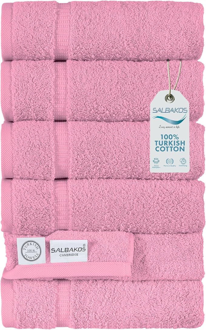 SALBAKOS 100% Turkish Cotton Hand Towel Set of 6 16x30 inch | Heirloom Quality by SALBAKOS