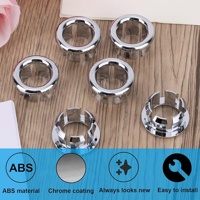 6pcs Sink Overflow Ring, Chrome Plated Bathroom Sink Overflow Trim Ring Cover - Image 3