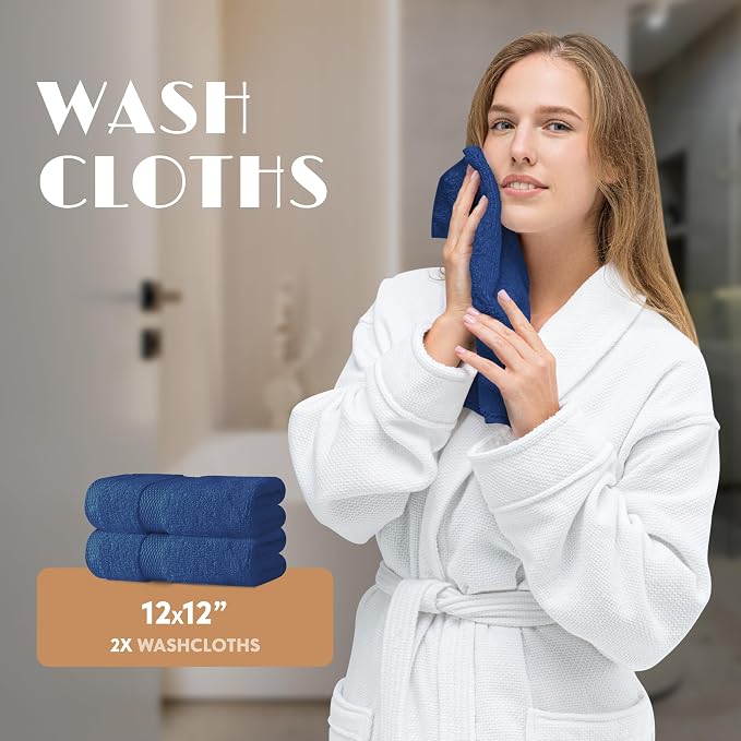 Navy Bath Towel Set of 6 - Image 6