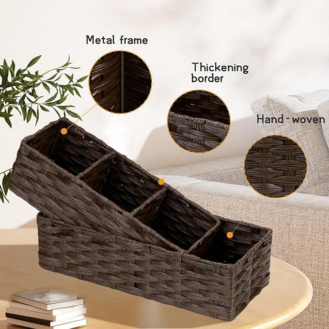 DULLEMELO Toilet Paper Basket for Organizing, Plastic Wicker Bathroom Baskets - Image 5