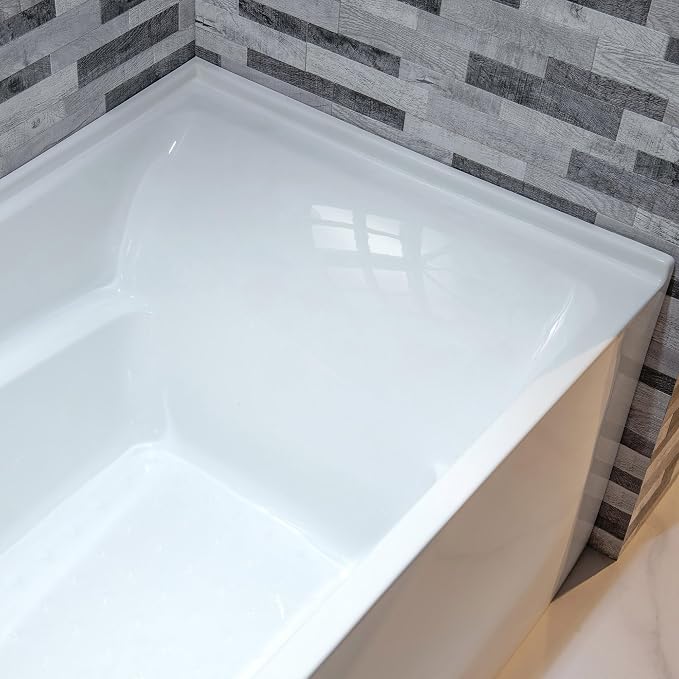 WOODBRIDGE 60" Acrylic Rectangular Alcove Soaking Bathtub in White - Image 5