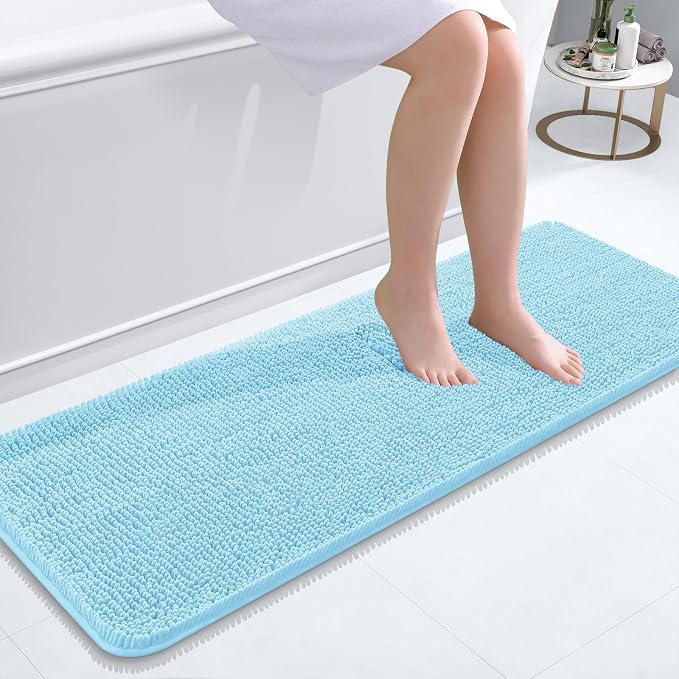 OLANLY Bathroom Rugs 47x17, Extra Soft Absorbent Chenille Bath Rugs, Rubber by OLANLY