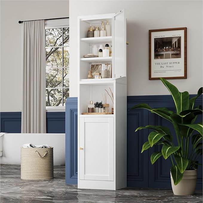 2-Door Metal Storage Cabinet, Tall Slim Pantry Organizer - Image 7