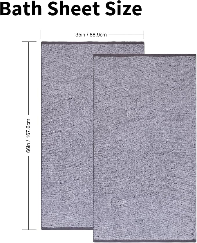 Everplush Diamond Collection Extra Large Bath Towel Sheet – 2 PK, Super Soft & - Image 2