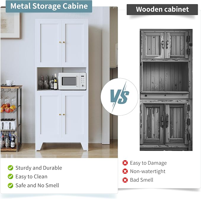69" Tall Metal Kitchen Pantry Storage Cabinet - Image 4