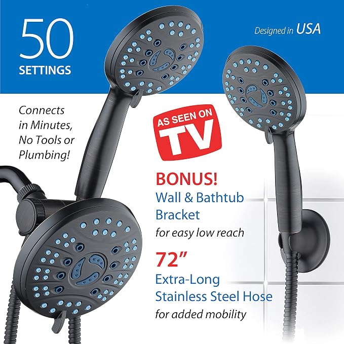 Hotel Spa AquaCare As-Seen-On-TV High Pressure Handheld & Rain 50-mode 3-way - Image 6