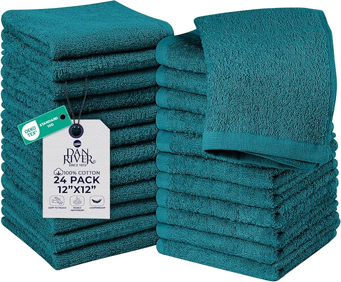 DAN RIVER 24 Pack Wash Cloths for Showering by DanRiver