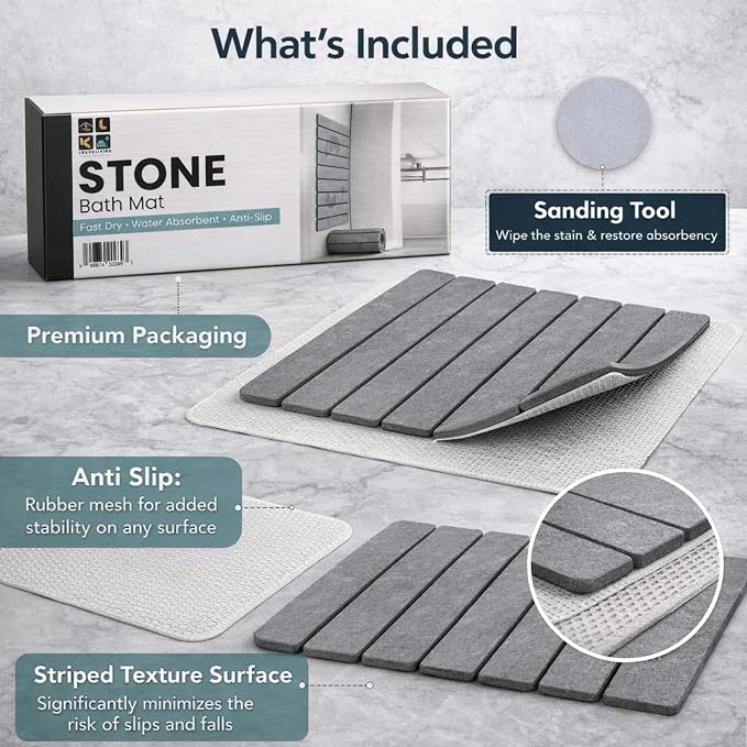 Foldable Stone Bath Mat – Premium Diatomaceous Earth Quick Dry Bathroom Mat - Image 6