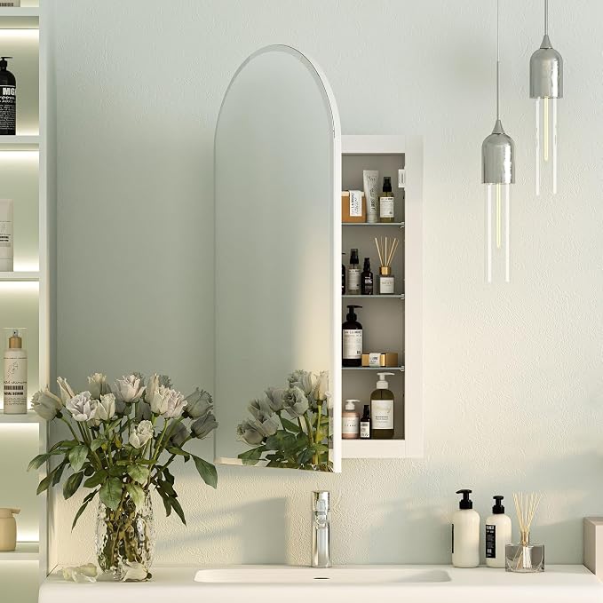Beveled Edge Arched Recessed Medicine Cabinet - Image 7