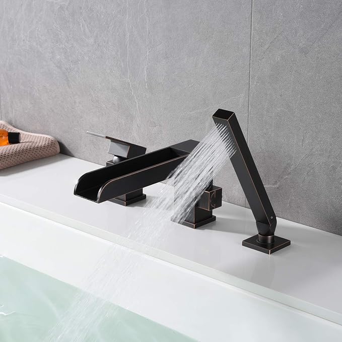Waterfall Roman Tub Faucets Deck Mount Oil Rubbed Bronze Bathtub Faucets Brass - Image 4