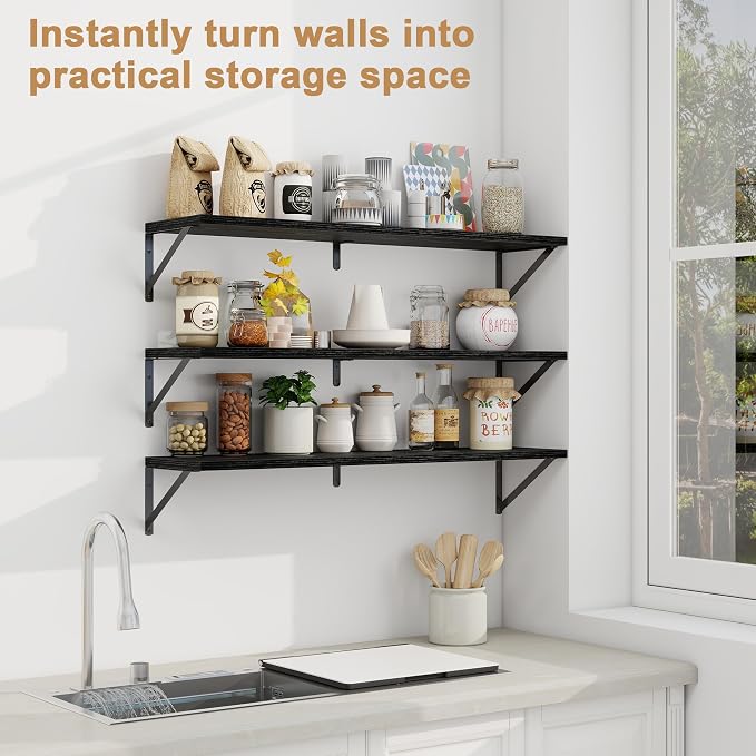 Fun Memories Long Wall Shelves for Bedroom, Rustic Wood Display Shelf for Home - Image 5