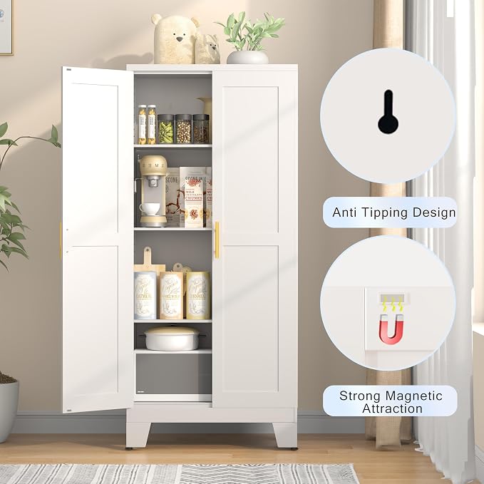 61.02" Pantry Cabinet, Kitchen Pantry Storage Cabinets - Image 5