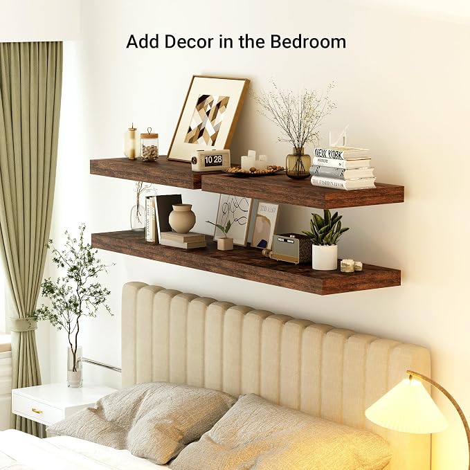 Heimlove 12" Deep Floating Shelves, 36 x 12 Inch Wall Mounted Long Floating - Image 4