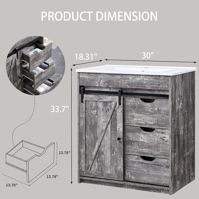 30" Farmhouse Bathroom Vanity - Image 2