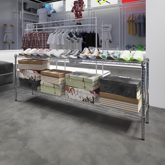 14" Deep x 72" Wide x 27" Height Wire Shelving Kit | 2-Tier | NSF Commercial - Image 2