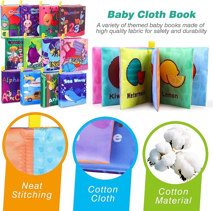 Baby Bath Books, Fabric Soft Baby Cloth Books, Early Education Toys, Waterproof - Image 2