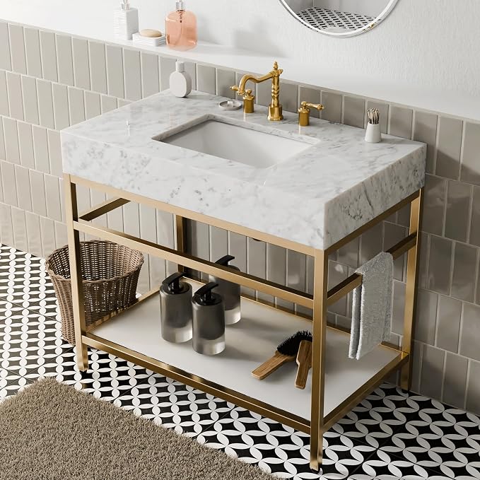 Gesipor Bathroom Carrara Marble Vanity by Gesipor