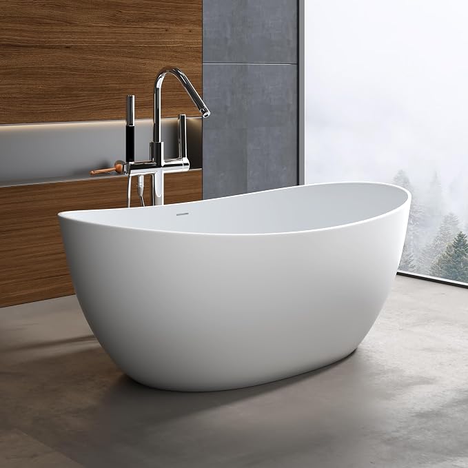 65'' Freestanding Solid Surface Resin Stone Bathtub, Freestanding Tub, - Image 2