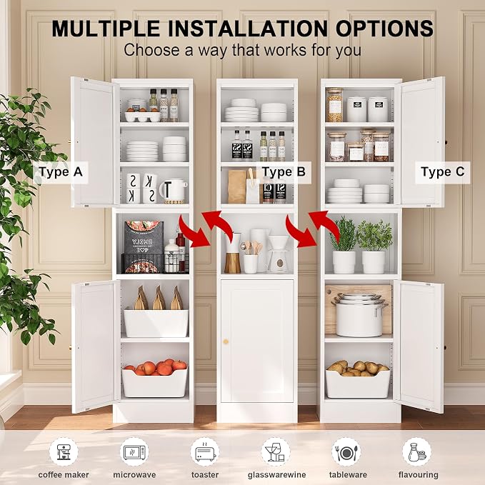 Tall Narrow Storage Cabinet, Metal Pantry Cabinet - Image 6