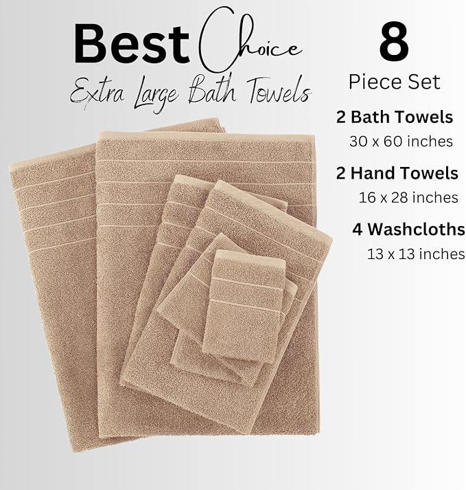 Casa Platino 100% Cotton 8 Piece Bath Towel Set - Image 4
