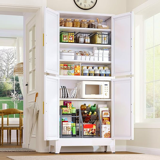 75.2" Tall Metal Pantry Cabinet, Kitchen Pantry Storage Cabinets by GAIOUS