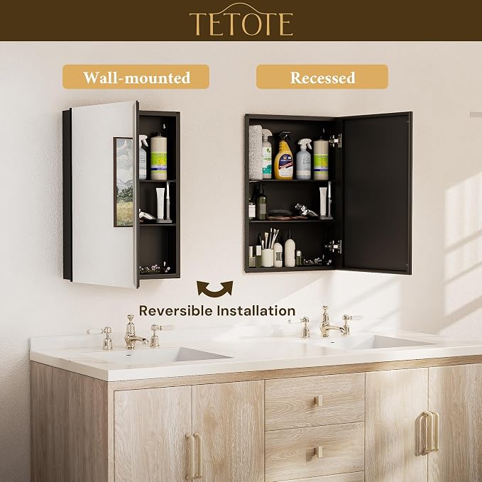 TETOTE 48 x 32 Bathroom Vanity Mirror Cabinet - Image 8
