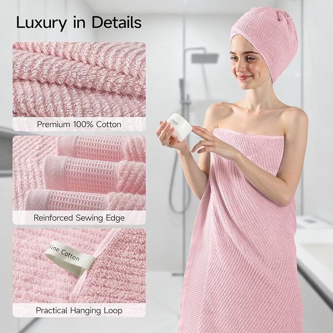 REDKISS Luxury 8-Piece Pink Towel Set, 2 Bath Towels, 2 Hand Towels, 4 - Image 4
