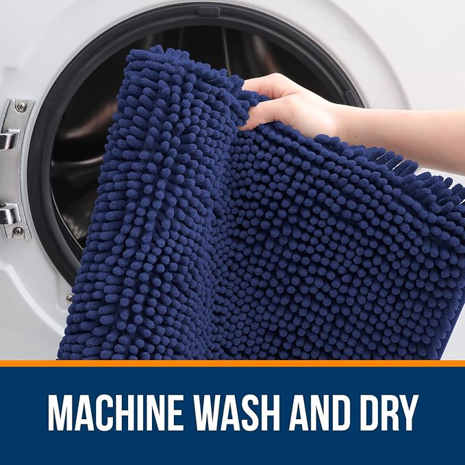 OLANLY Bathroom Rugs 36x24, Extra Soft Absorbent Chenille Bath Rugs, Rubber - Image 5
