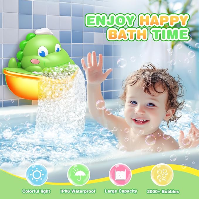 Dinosaur Baby Bath Toys Light Up Bath Bubble Machine - Image 3
