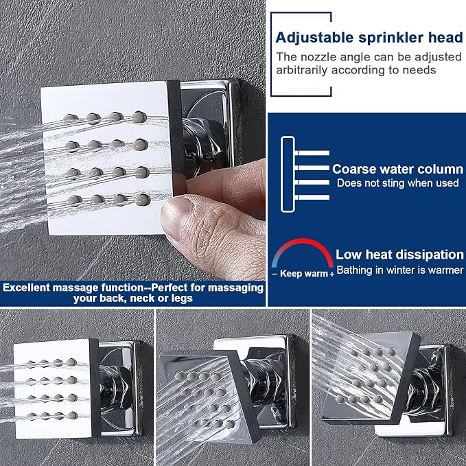 Dual Shower Heads System 16"x32" Ceiling Mount Rainfall and 6" Wall Mounted - Image 7