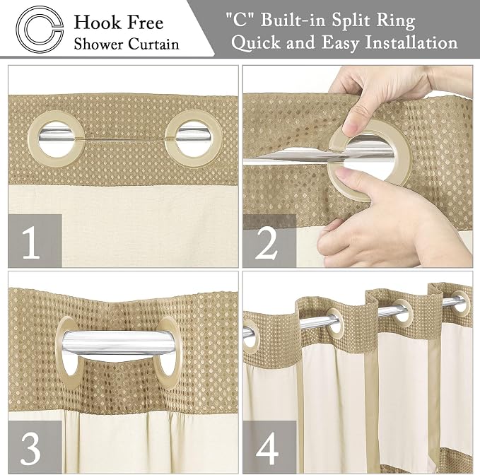 Gibelle Long Shower Curtain 72x80, Waffle Weave Bathroom Shower Curtain - Image 4