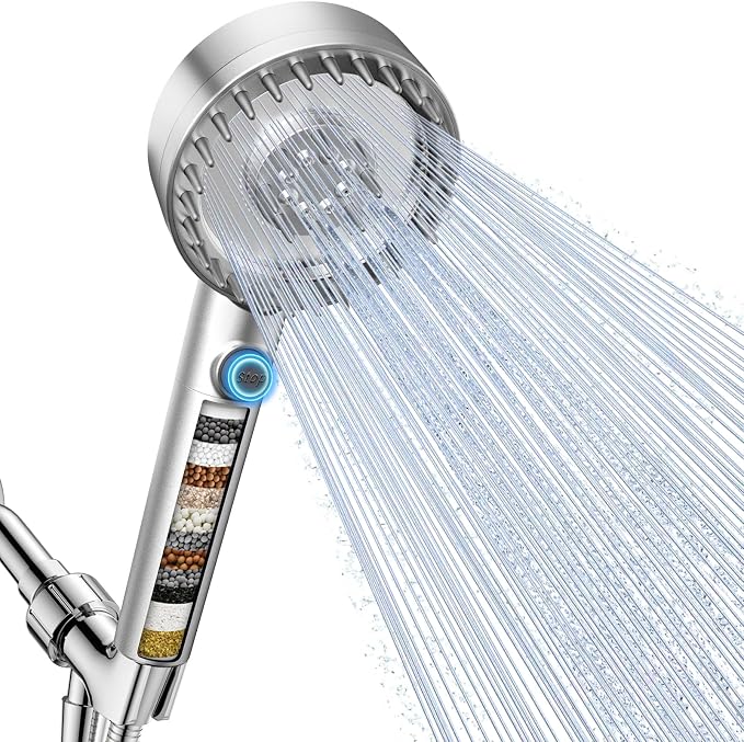 Filtered Shower Head with Handheld, High Pressure 4 Spray Mode Showerhead with by Sipaote