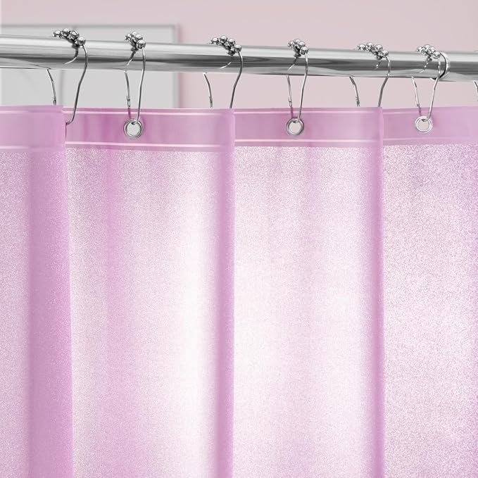 Dreamy Pink Glitter PEVA Shower Curtain, Waterproof Plastic Sparkle Shower - Image 2
