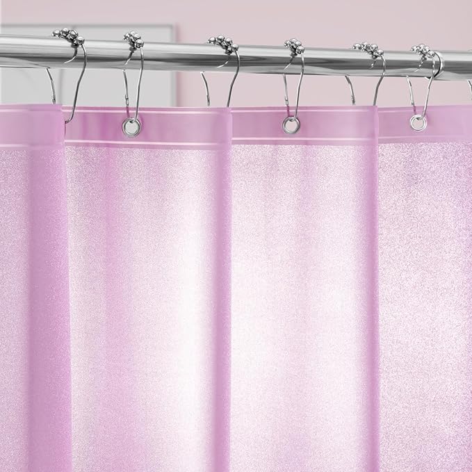 Dreamy Pink Glitter PEVA Shower Stall Curtain Long 48 x 78 inch, Waterproof - Image 2