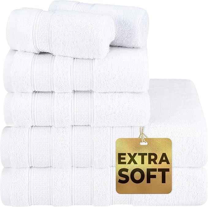 American Soft Linen Salem Turkish Bath Towel Set, 100% Cotton 600 GSM 6 Piece by AmericanSoftLinen