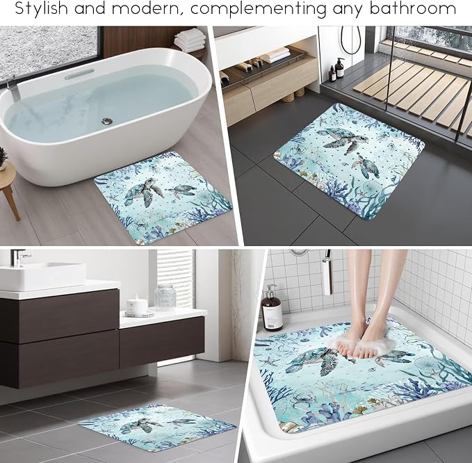 Bathtub Mat Non Slip, Turtle Square Bath tub Mat Shower Floor Mat - Image 6