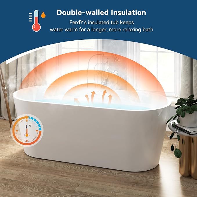 FerdY 67" Shangri-La Elite, Acrylic Freestanding Bathtub, Modern & Contemporary - Image 2