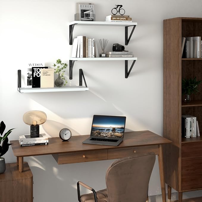 Heimlove Floating Shelves for Wall, 16 Inch Long Wood Floating Shelves Set of 3 - Image 2