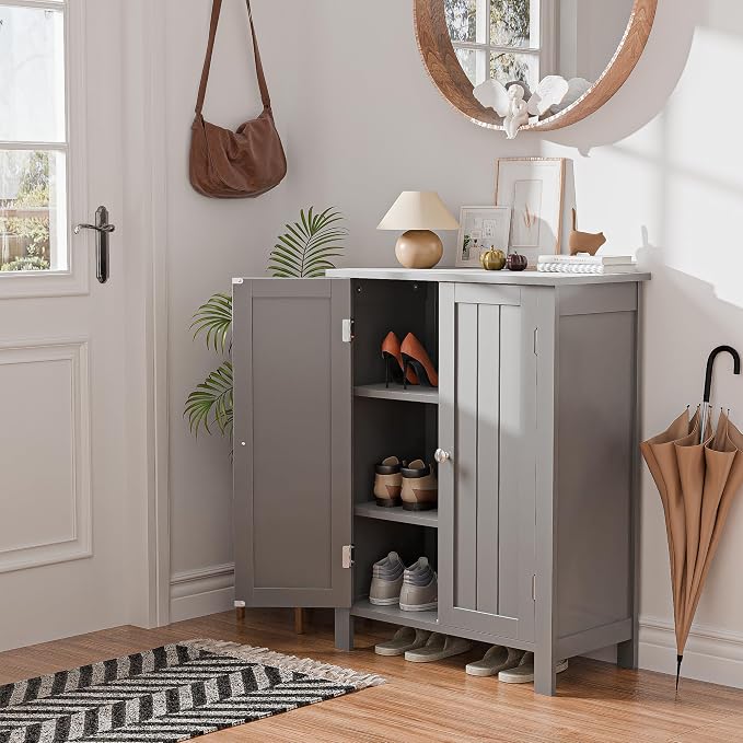 SUPER DEAL Modern Bathroom Floor Storage Cabinet - Image 4